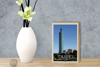 Panneau en bois voyage 12x18 cm Taipei Taiwan Taipei 101 gratte-ciel 3