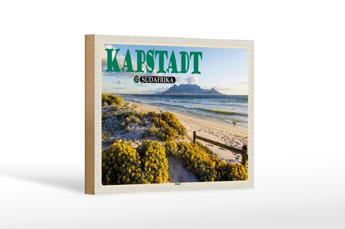 Holzschild Reise 18x12 cm Kapstadt Südafrika Strand Meer Berge