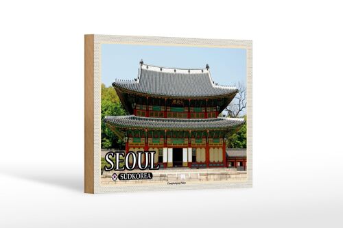 Holzschild Reise 18x12 cm Seoul Südkorea Changdeokgung Palace Dekoration