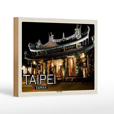 Wooden sign travel 18x12 cm Taipei Taiwan Baoan Temple decoration