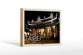 Panneau en bois voyage 18x12 cm décoration du temple Taipei Taiwan Baoan 1