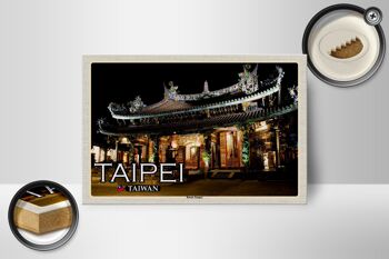 Panneau en bois voyage 18x12 cm décoration du temple Taipei Taiwan Baoan 2