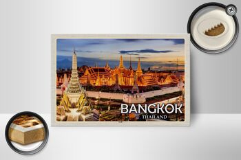 Panneau en bois voyage 18x12 cm Bangkok Thaïlande temple coucher de soleil 2