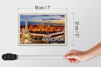 Panneau en bois voyage 18x12 cm Bangkok Thaïlande temple coucher de soleil 4