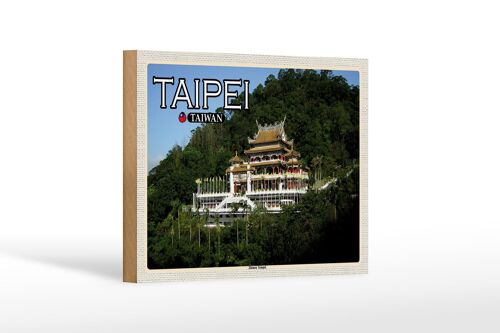 Holzschild Reise 18x12 cm Taipei Taiwan Zhinan Tempel Dekoration