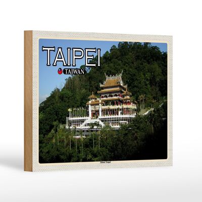 Holzschild Reise 18x12 cm Taipei Taiwan Zhinan Tempel Dekoration