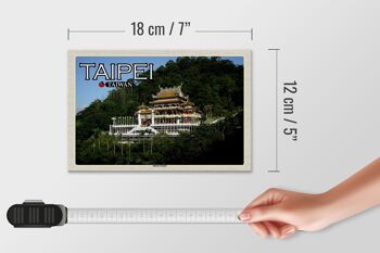 Panneau en bois voyage 18x12 cm Taipei Taiwan décoration du temple Zhinan 4