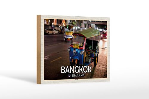 Holzschild Reise 18x12 cm Bangkok Thailand Tuk Tuk Geschenk