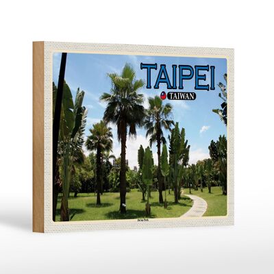 Cartel de madera viaje 18x12 cm Taipei Taiwán Da'an Park regalo