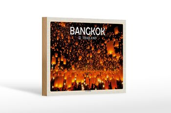 Panneau en bois voyage 18x12 cm Bangkok Thaïlande Loy Krathong Festival des Lumières 1