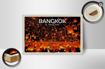 Panneau en bois voyage 18x12 cm Bangkok Thaïlande Loy Krathong Festival des Lumières 2