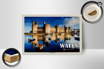 Panneau en bois voyage 18x12 cm Pays de Galles Royaume-Uni Château de Caernarfon 2