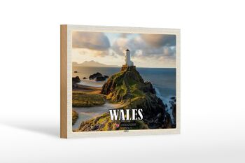 Panneau en bois voyage 18x12 cm Pays de Galles Royaume-Uni Anglesey Island Sea 1