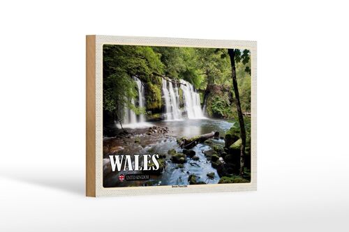 Holzschild Reise 18x12 cm Wales United Kingdom Brecon Wasserfälle