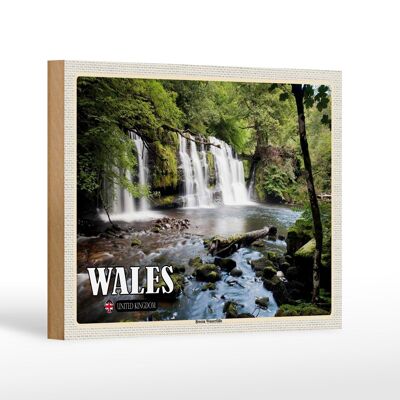 Holzschild Reise 18x12 cm Wales United Kingdom Brecon Wasserfälle