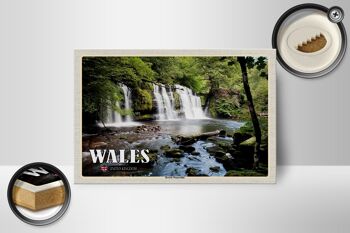 Panneau en bois voyage 18x12 cm Pays de Galles Royaume-Uni Brecon Waterfalls 2