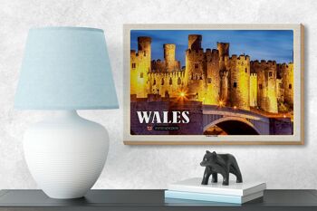 Panneau en bois voyage 18x12 cm Pays de Galles Royaume-Uni Château de Conwy 3