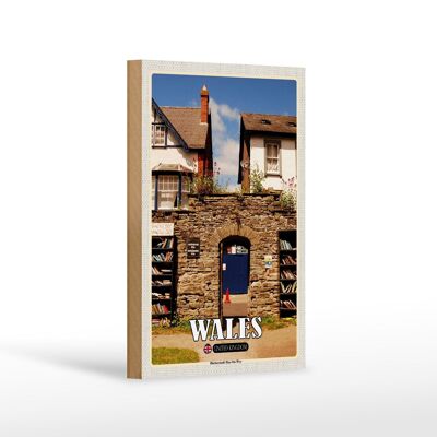 Cartello da viaggio in legno 12x18 cm Decorazione Galles Book Town Hay-On-Wye
