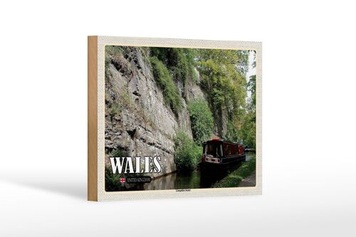 Holzschild Reise 18x12 cm Wales United Kingdom Llangollen Kanal
