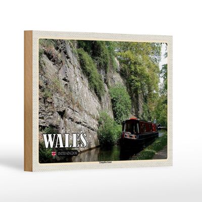 Cartel de madera viaje 18x12 cm Gales Reino Unido Llangollen Canal