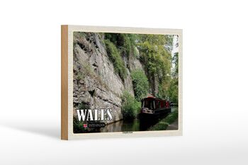 Panneau en bois voyage 18x12 cm Pays de Galles Royaume-Uni Canal de Llangollen 1