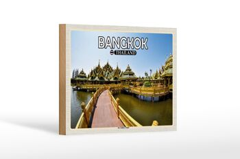 Panneau en bois voyage 18x12 cm Bangkok Thaïlande Décoration Temple d'Or 1