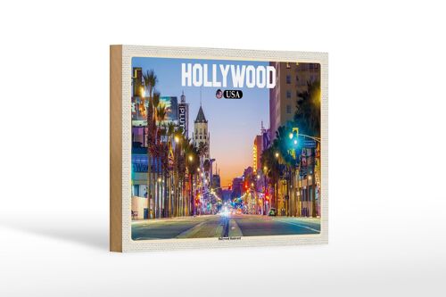 Holzschild Reise 18x12 cm Hollywood USA Hollywood Boulevard Dekoration