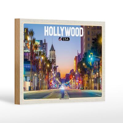 Cartello da viaggio in legno 18x12 cm decorazione Hollywood USA Hollywood Boulevard