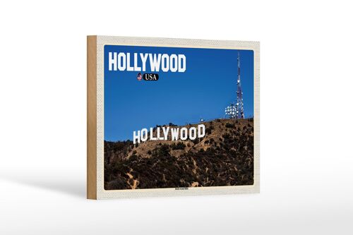 Holzschild Reise 18x12 cm Hollywood USA Hollywood Hills Dekoration