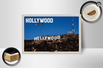 Panneau en bois voyage 18x12 cm Hollywood USA décoration Hollywood Hills 2