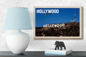 Panneau en bois voyage 18x12 cm Hollywood USA décoration Hollywood Hills 3