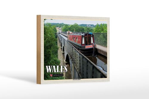 Holzschild Reise 18x12 cm Wales United Kingdom Pontcysyllte Aquädukt