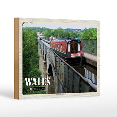 Holzschild Reise 18x12 cm Wales United Kingdom Pontcysyllte Aquädukt