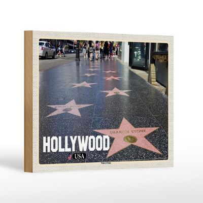 Cartello da viaggio in legno 18x12 cm decorazione Hollywood USA Walk of Fame