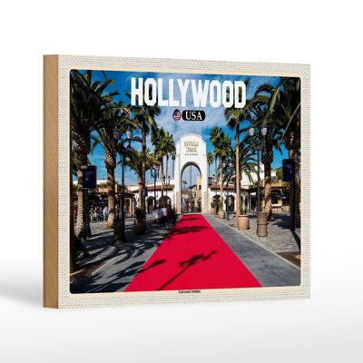 Cartel de madera viaje 18x12 cm Hollywood USA Universal Studios