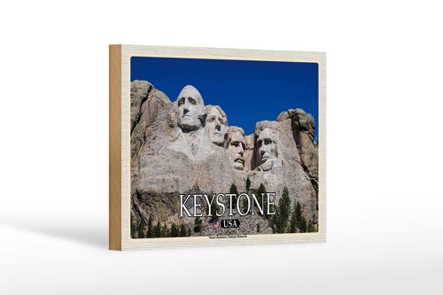 Holzschild Reise 18x12 cm Keystone USA Mount Rushmore Memorial Dekoration