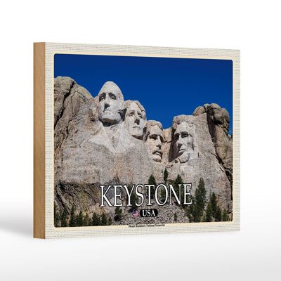 Targa in legno da viaggio 18x12 cm Keystone USA Mount Rushmore Memorial Decorazione
