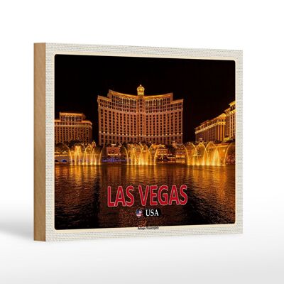 Cartello in legno da viaggio 18x12 cm Las Vegas USA Bellagio giochi d'acqua