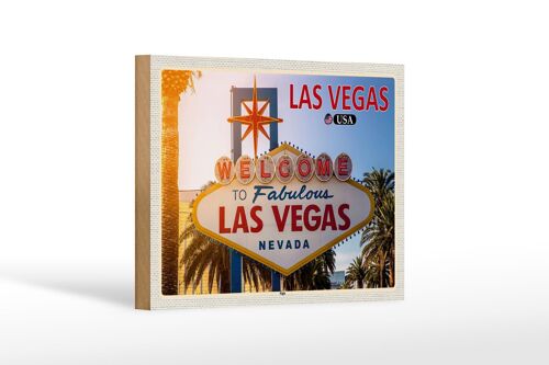Holzschild Reise 18x12 cm Las Vegas USA Sign Willkommensschild Dekoration