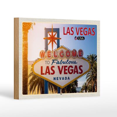 Holzschild Reise 18x12 cm Las Vegas USA Sign Willkommensschild Dekoration