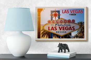 Panneau en bois de voyage 18x12 cm, panneau de bienvenue de Las Vegas USA, décoration 3