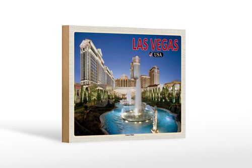 Holzschild Reise 18x12 cm Las Vegas USA Caesars Palace Hotel Casino