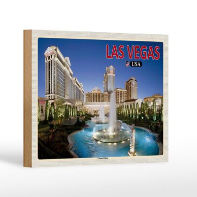 Holzschild Reise 18x12 cm Las Vegas USA Caesars Palace Hotel Casino