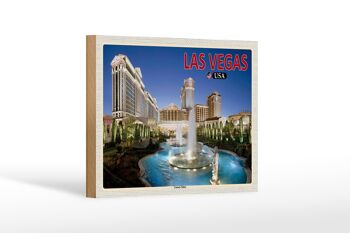 Panneau en bois voyage 18x12 cm Las Vegas USA Caesars Palace Hotel Casino 1