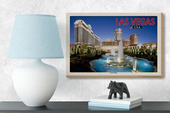 Panneau en bois voyage 18x12 cm Las Vegas USA Caesars Palace Hotel Casino 3