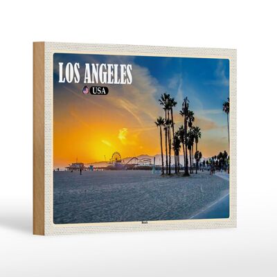 Cartel de madera viaje 18x12 cm Los Ángeles EE.UU. Playa Venice Beach