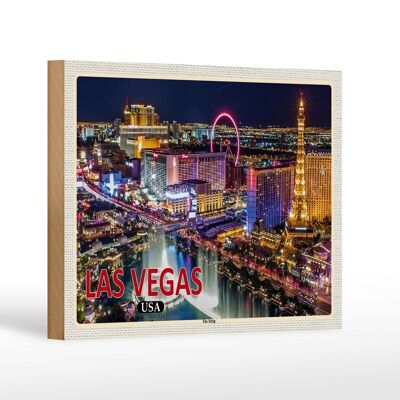 Holzschild Reise 18x12 cm Las Vegas USA The Strip Casinos Hotel