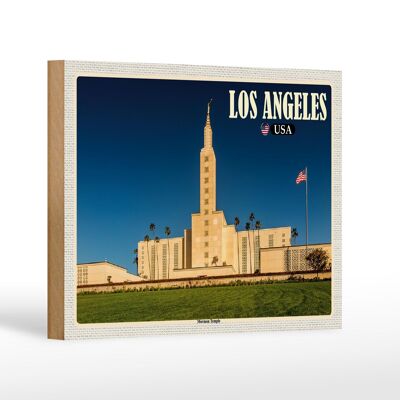 Cartel de madera de viaje 18x12 cm Los Ángeles EE. UU. Decoración del templo mormón