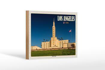 Panneau en bois Voyage 18x12 cm Los Angeles USA Décoration Temple Mormon 1