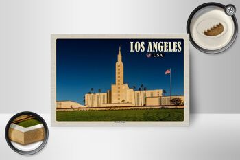Panneau en bois Voyage 18x12 cm Los Angeles USA Décoration Temple Mormon 2
